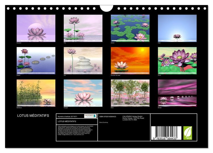 Produktbild: LOTUS M&Eacute;DITATIFS (Calendrier mural 2026 DIN A4 vertical), CALVENDO calendrier mensuel