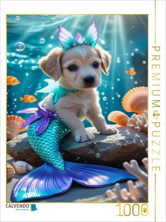 Produktbild: CALVENDO Puzzle Die kleine Meerjungfrau-Hundewelpe | 1000 Teile Lege-Gr&ouml;&szlig;e 64x48cm Foto-Puzzle f&uuml;r gl&uuml;ckliche Stunden