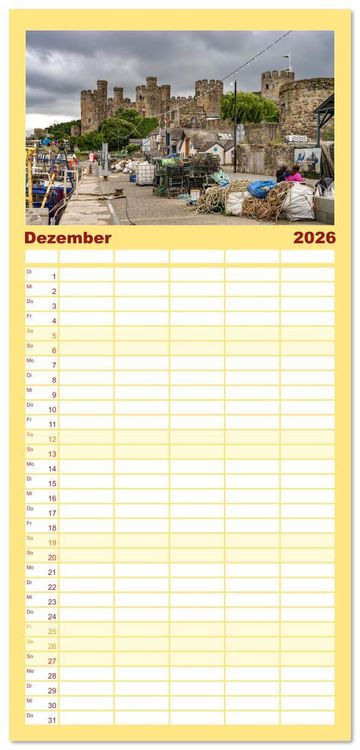 Produktbild: Familienplaner 2026 - Gro&szlig;britannien - Wales mit 5 Spalten (Wandkalender, 21 x 45 cm) CALVENDO