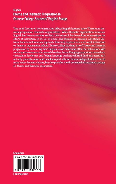 Produktbild: Theme and Thematic Progression in Chinese College Students' English Essays