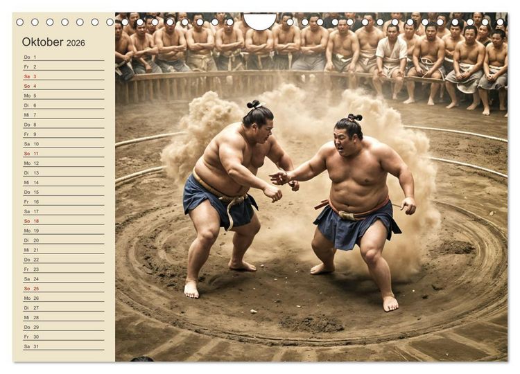 Produktbild: KI Sumo-K&auml;mpfer Im Ring der Giganten (Wandkalender 2026 DIN A4 quer), CALVENDO Monatskalender
