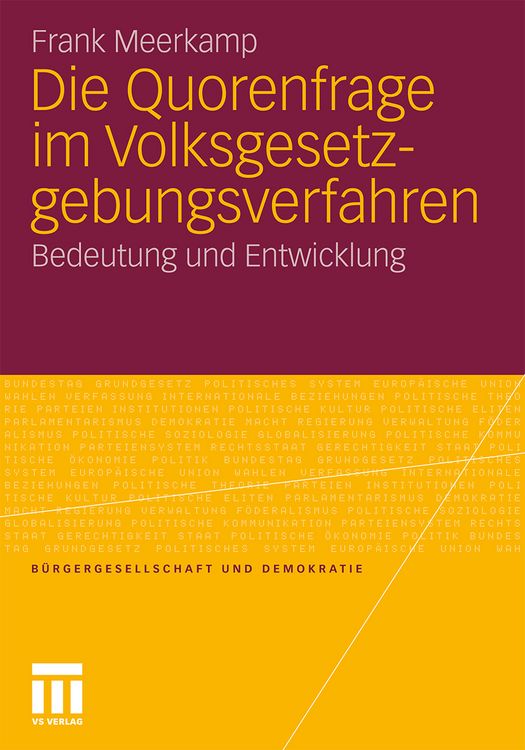 Produktbild: Die Quorenfrage im Volksgesetzgebungsverfahren