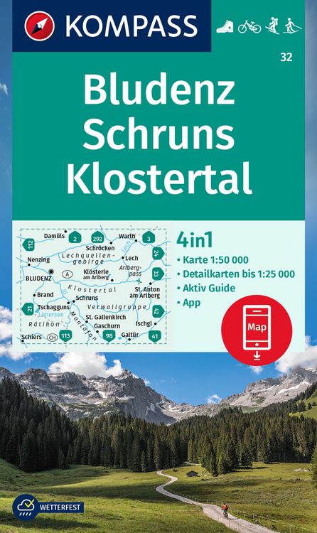 Produktbild: KOMPASS Wanderkarte 32 Bludenz-Schruns 1:50.000