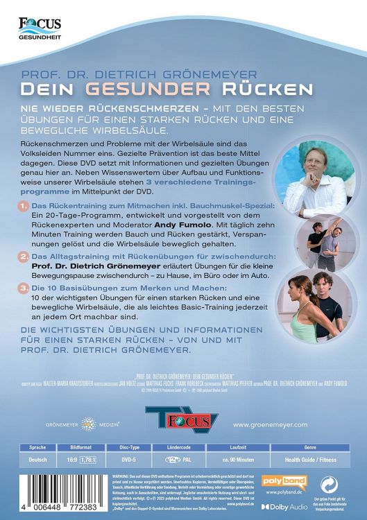 Produktbild: Prof. Dr. Dietrich Gr&ouml;nemeyer: Dein gesunder R&uuml;cken