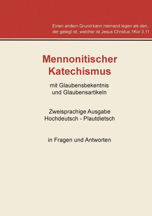 Produktbild: Mennonitischer Katechismus mit Glaubensbekenntnis und Glaubensartikeln
