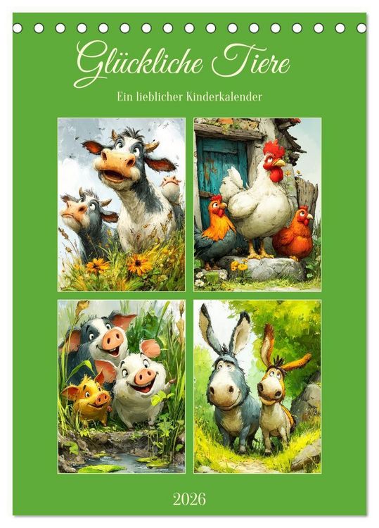 Produktbild: Hurley, R: Gl&uuml;ckliche Tiere. Ein lieblicher Kinderkalender (