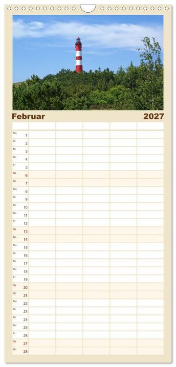 Produktbild: Familienplaner 2027 - Amrum &ndash; Trauminsel in der Nordsee mit 5 Spalten (Wandkalender, 21 x 45 cm) CALVENDO
