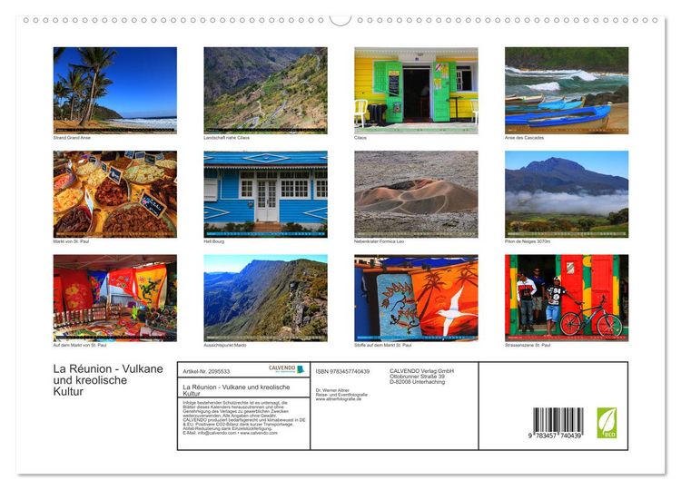 Produktbild: La R&eacute;union - Vulkane und kreolische Kultur (hochwertiger Premium Wandkalender 2026 DIN A2 quer), Kunstdruck in Hochglanz
