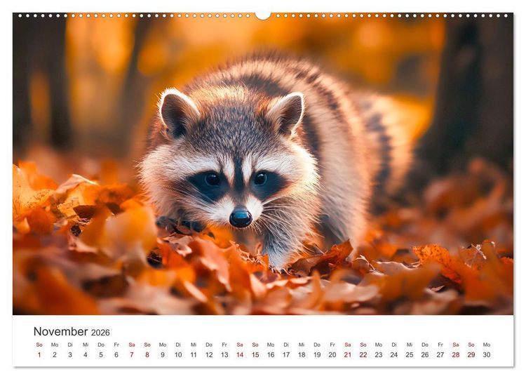 Produktbild: Frech, flauschig, fantastisch - Der Waschb&auml;ren-Kalender (hochwertiger Premium Wandkalender 2026 DIN A2 quer), Kunstdruck in Hochglanz