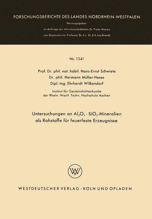 Produktbild: Untersuchungen an Al2O3 &middot; SiO2-Mineralien als Rohstoffe f&uuml;r feuerfeste Erzeugnisse