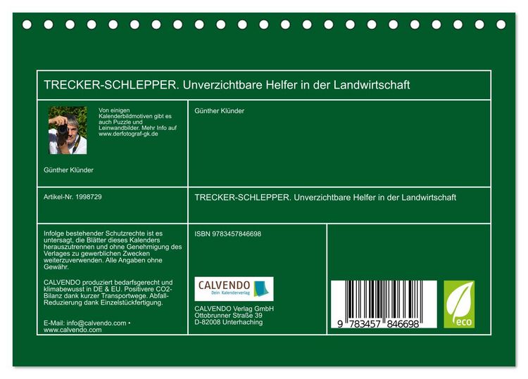 Produktbild: TRECKER-SCHLEPPER. Unverzichtbare Helfer in der Landwirtschaft (Tischkalender 2026 DIN A5 quer), CALVENDO Monatskalender