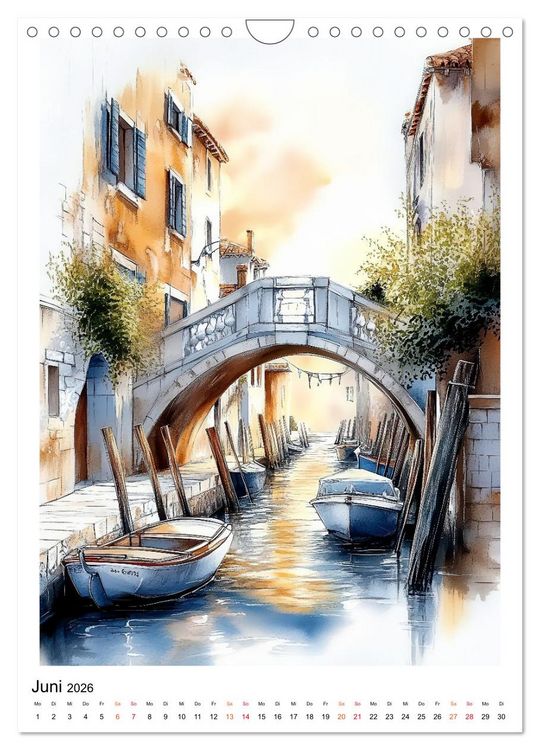 Produktbild: Venedig - Br&uuml;cken, Kan&auml;le, Gondeln (Wandkalender 2026 DIN A4 hoch), CALVENDO Monatskalender