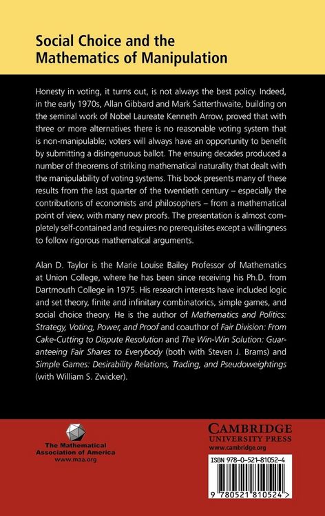 Produktbild: Social Choice and the Mathematics of Manipulation