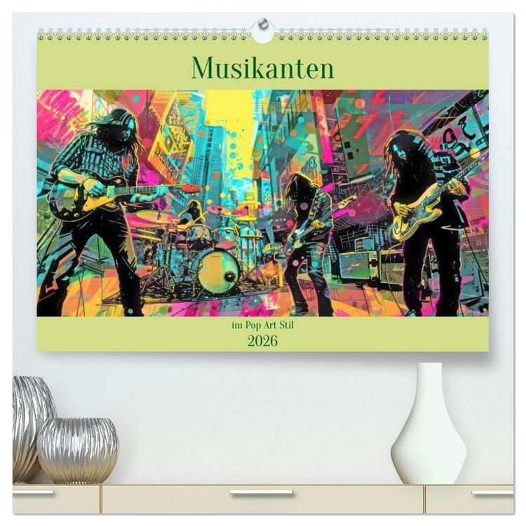 Produktbild: Musikanten im Pop-Art Stil (hochwertiger Premium Wandkalender 2026 DIN A2 quer), Kunstdruck in Hochglanz