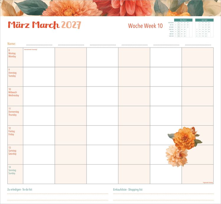 Produktbild: Familienwochenkalender Flowers 2027