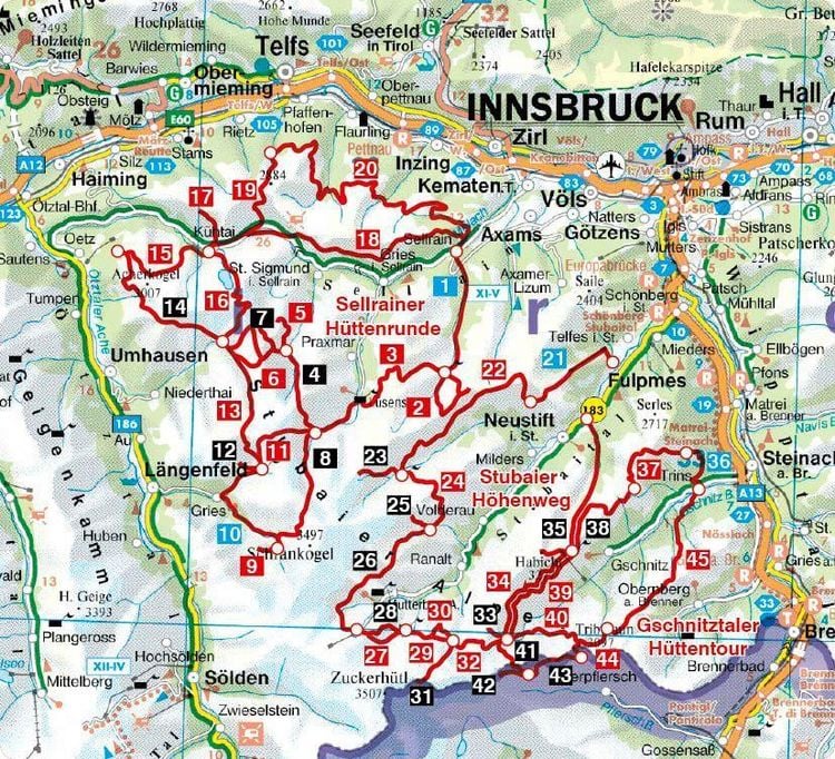 Produktbild: ROTHER Wanderf&uuml;hrer Stubaier H&ouml;henweg, Sellrainer H&uuml;ttenrunde, Gschnitztaler H&uuml;ttentour. 3 alpine Mehrtagestouren