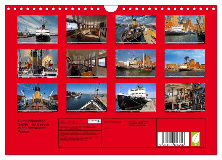 Produktbild: Dampfeisbrecher Stettin - Auf Besuch in der Hansestadt Wismar (Wandkalender 2026 DIN A4 quer), CALVENDO Monatskalender