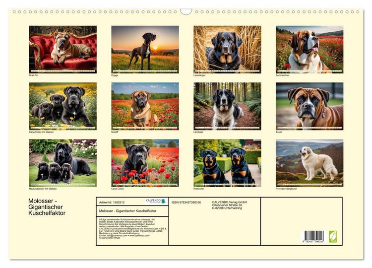 Produktbild: Molosser - Gigantischer Kuschelfaktor (Wandkalender 2026 DIN A2 quer), CALVENDO Monatskalender