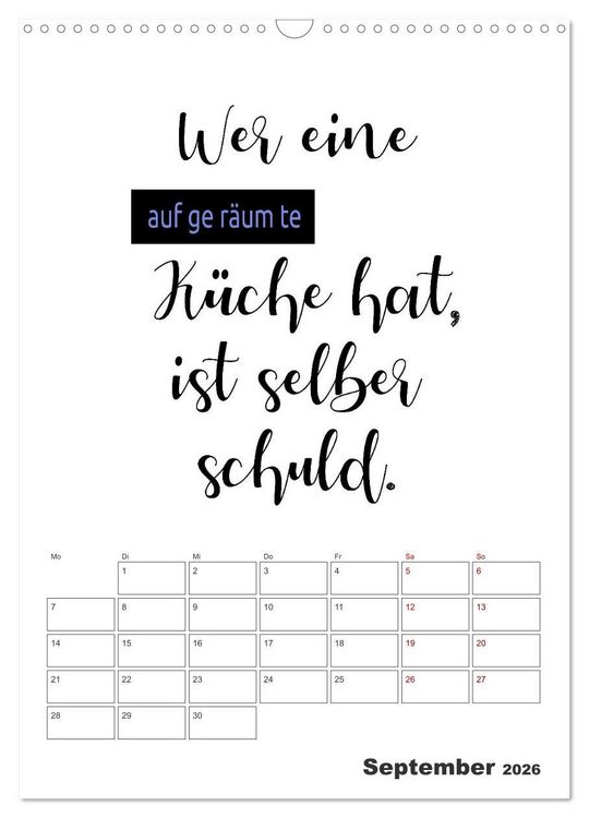 Produktbild: Spr&uuml;che f&uuml;r die K&uuml;che. Mit Jahresplaner (Wandkalender 2026 DIN A3 hoch), CALVENDO Monatskalender