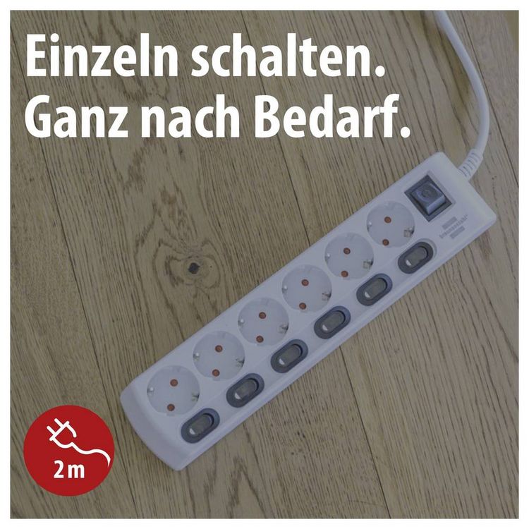Produktbild: Brennenstuhl 1153110126 Steckdosenleiste mit Schalter Wei&szlig; Schutzkontakt 1 St.