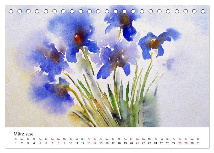Produktbild: Bl&uuml;tenduft Aquarelle (Tischkalender 2026 DIN A5 quer), CALVENDO Monatskalender