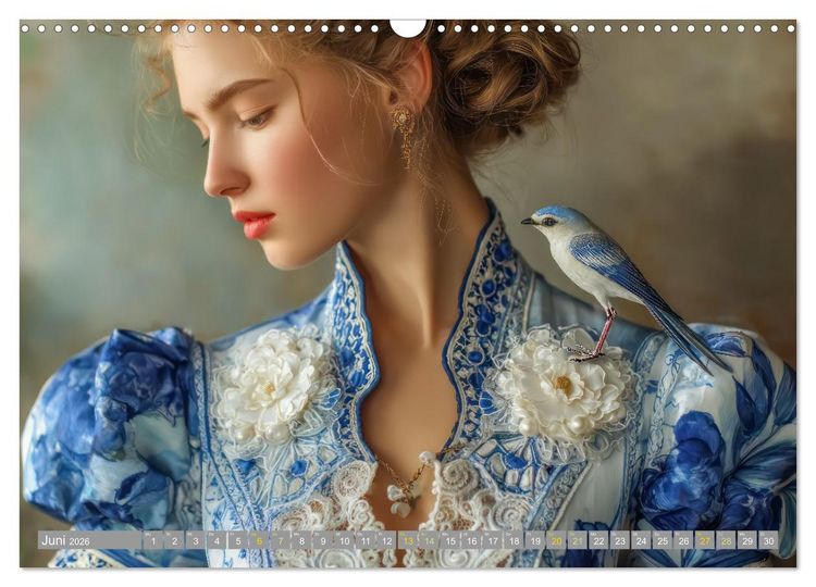 Produktbild: Frauen in beeindruckender Kleidermode - Mit Tieren (Wandkalender 2026 DIN A3 quer), CALVENDO Monatskalender
