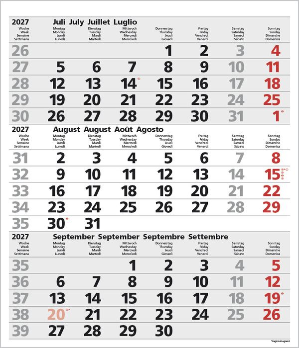 Produktbild: 3-Monats-Planer Comfort Grau 2027