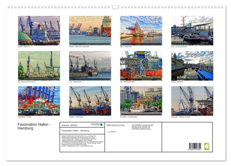Produktbild: Faszination Hafen - Hamburg (Wandkalender 2026 DIN A2 quer), CALVENDO Monatskalender