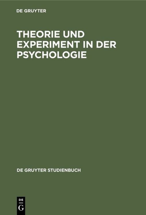 Produktbild: Theorie und Experiment in der Psychologie