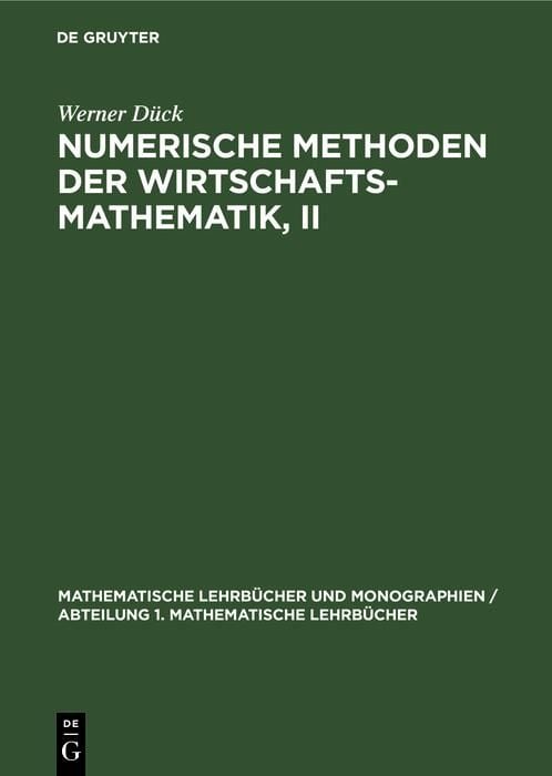 Produktbild: Numerische Methoden der Wirtschaftsmathematik, II