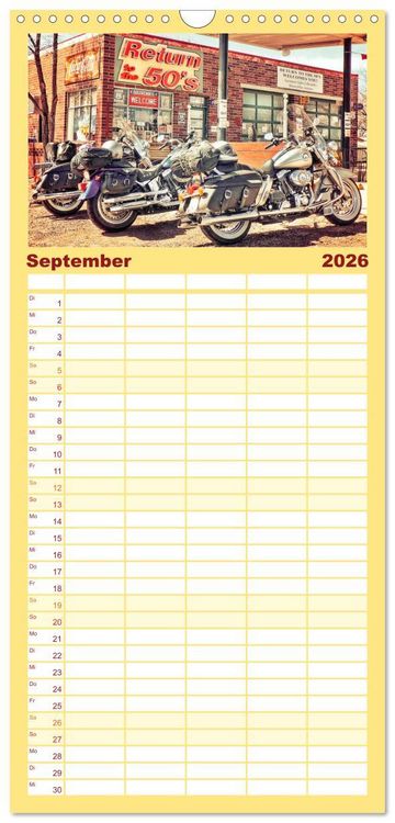Produktbild: Familienplaner 2026 - Nostalgie auf 2451 Meilen - Route 66 mit 5 Spalten (Wandkalender, 21 x 45 cm) CALVENDO