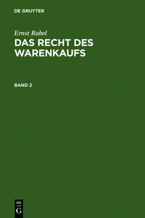 Produktbild: Ernst Rabel: Das Recht des Warenkaufs / Ernst Rabel: Das Recht des Warenkaufs. Band 2