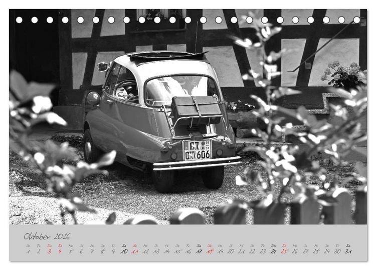 Produktbild: BMW Isetta 300 in schwarzwei&szlig; (Tischkalender 2026 DIN A5 quer), CALVENDO Monatskalender