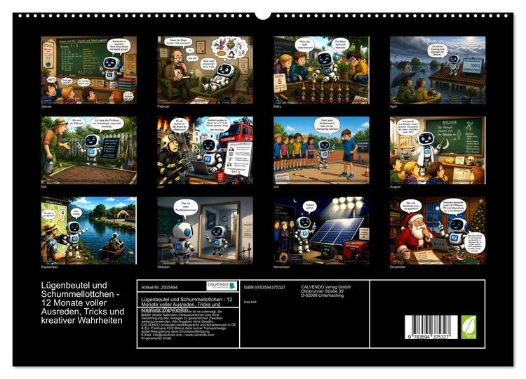Produktbild: L&uuml;genbeutel und Schummellottchen - 12 Monate voller Ausreden, Tricks und kreativer Wahrheiten (hochwertiger Premium Wandkalender 2027 DIN A2 quer), Kunstdruck in Hochglanz