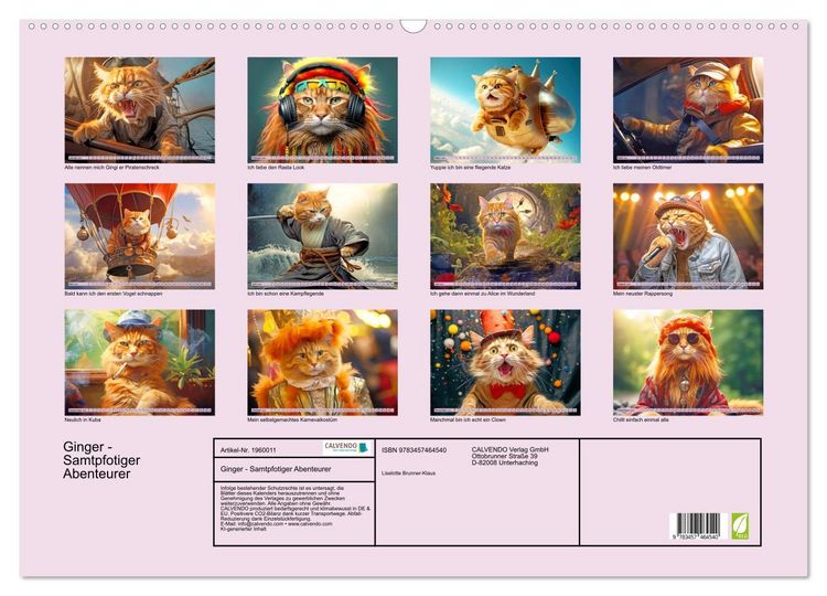 Produktbild: Ginger - Samtpfotiger Abenteurer (Wandkalender 2026 DIN A2 quer), CALVENDO Monatskalender