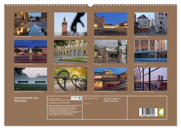 Produktbild: Impressionen aus M&uuml;nchen (hochwertiger Premium Wandkalender 2026 DIN A2 quer), Kunstdruck in Hochglanz