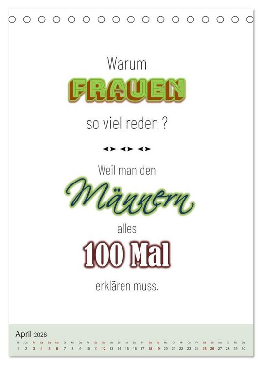 Produktbild: Was Mann &uuml;ber Frau wissen sollte und umgekehrt ... (Tischkalender 2026 DIN A5 hoch), CALVENDO Monatskalender