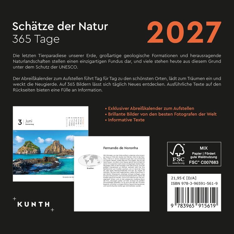 Produktbild: Sch&auml;tze der Natur - KUNTH 365-Tage-Abrei&szlig;kalender 2027
