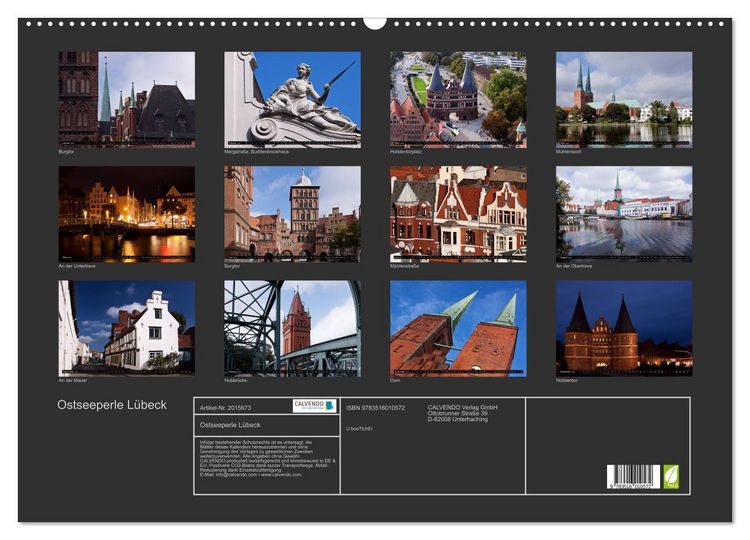 Produktbild: Ostseeperle L&uuml;beck (Wandkalender 2026 DIN A2 quer), CALVENDO Monatskalender