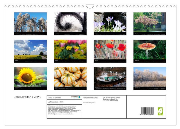 Produktbild: Jahreszeiten / 2026 (Wandkalender 2026 DIN A3 quer), CALVENDO Monatskalender