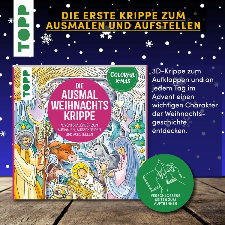 Produktbild: Colorful Christmas - Die Ausmal-Weihnachtskrippe (Adventskalender)