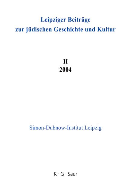 Produktbild: Leipziger Beitr&auml;ge zur j&uuml;dischen Geschichte und Kultur / 2004