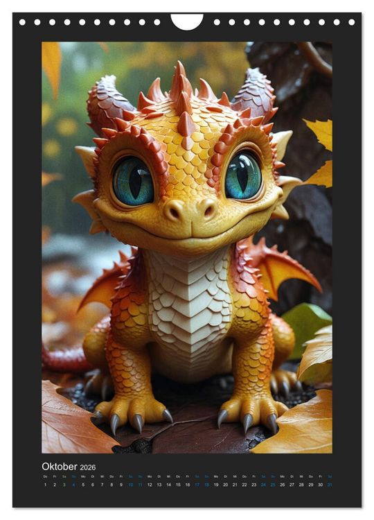 Produktbild: Verzauberte Drachen: Ein Jahr voll kleiner Wunder! (Wandkalender 2026 DIN A4 hoch), CALVENDO Monatskalender
