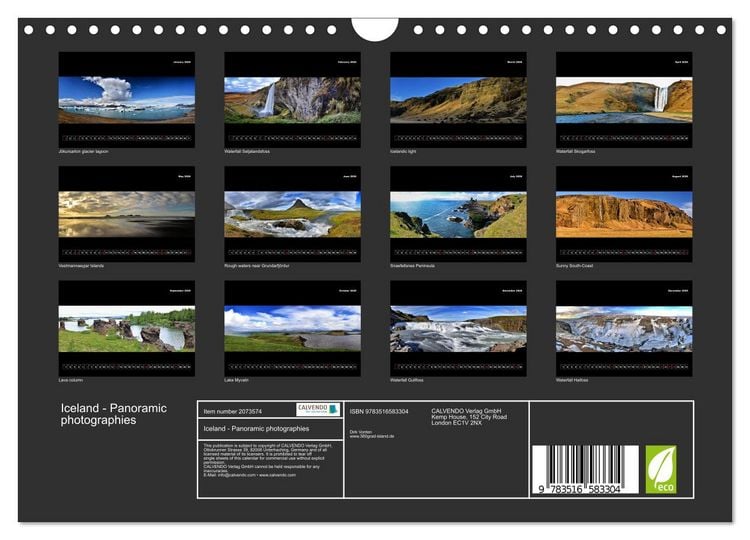 Produktbild: Iceland - Panoramic photographies (Wall Calendar 2026 DIN A4 landscape), CALVENDO 12 Month Wall Calendar