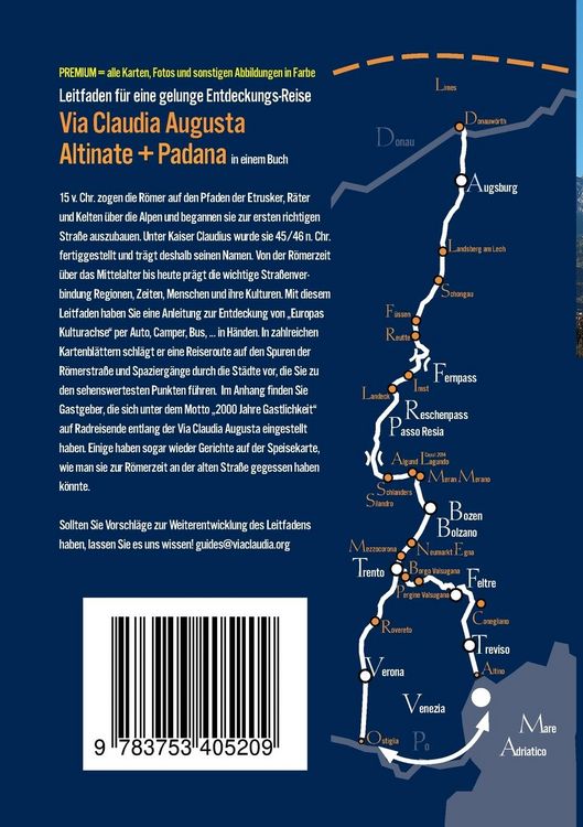 Produktbild: Via Claudia Augusta mit Auto, Camper, Bus, ..."Altinate" + "Padana" PREMIUM