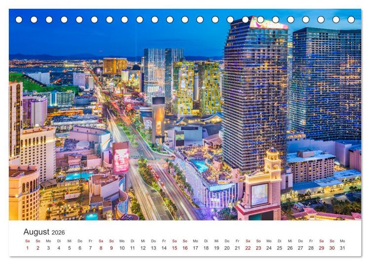 Produktbild: Las Vegas - Die Hauptstadt der Unterhaltung. (Tischkalender 2026 DIN A5 quer), CALVENDO Monatskalender
