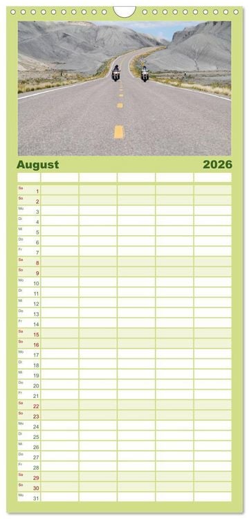 Produktbild: Familienplaner 2026 - Born to be Wild - Mit der Harley durch den S&uuml;dwesten der USA mit 5 Spalten (Wandkalender, 21 x 45 cm) CALVENDO