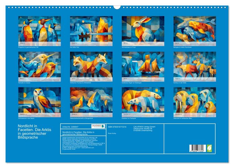 Produktbild: Nordlicht in Facetten. Die Arktis in geometrischer Bildsprache (Wandkalender 2027 DIN A2 quer), CALVENDO Monatskalender
