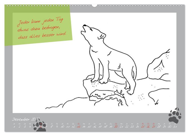 Produktbild: Der kleine GROSSE Wolf - Kalender (hochwertiger Premium Wandkalender 2026 DIN A2 quer), Kunstdruck in Hochglanz