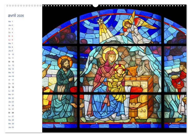 Produktbild: LES VITRAUX (Calendrier mural 2026 DIN A2 vertical) calendrier de bureau
